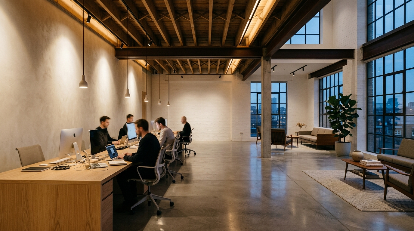 Instromedia team collaborating in workspace studio